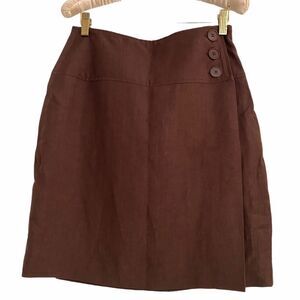 Ann Taylor Brown Linen Blend Wrap Skirt Size 6 New